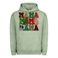 Pigment Oil Green mama mama mama with christmas lights and christmas tree cakes Urban Hoodie - AdoDesignShop