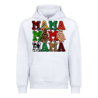 White mama mama mama with christmas lights and christmas tree cakes Urban Hoodie - AdoDesignShop