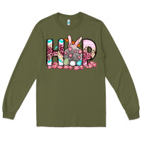 Army Green Easter Day Hop bunny Long Sleeve Tee - OliviaCreatesArt