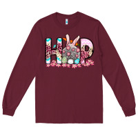 Burgundy Easter Day Hop bunny Long Sleeve Tee - OliviaCreatesArt