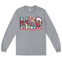Heather Grey Easter Day Hop bunny Long Sleeve Tee - OliviaCreatesArt