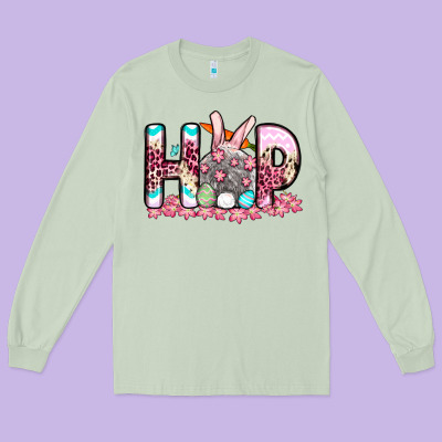 Easter Day Hop Bunny Long Sleeve Tee Designed By Oliviacreatesart
