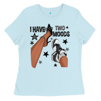Baby Blue I Have Two Moods Black Sneakers Afro Girl Ladies Tee - texasbilliewilder