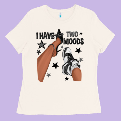 I Have Two Moods Black Sneakers Afro Girl Ladies Tee Designed By Texasbilliewilder