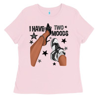 Bubblegum Pink I Have Two Moods Black Sneakers Afro Girl Ladies Tee - texasbilliewilder