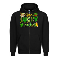 Black one lucky teacher Zipper Hoodie - Artiststas