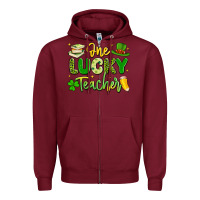 Burgundy one lucky teacher Zipper Hoodie - Artiststas