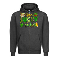 Charcoal Heather one lucky teacher Zipper Hoodie - Artiststas