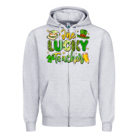 Heather Grey one lucky teacher Zipper Hoodie - Artiststas