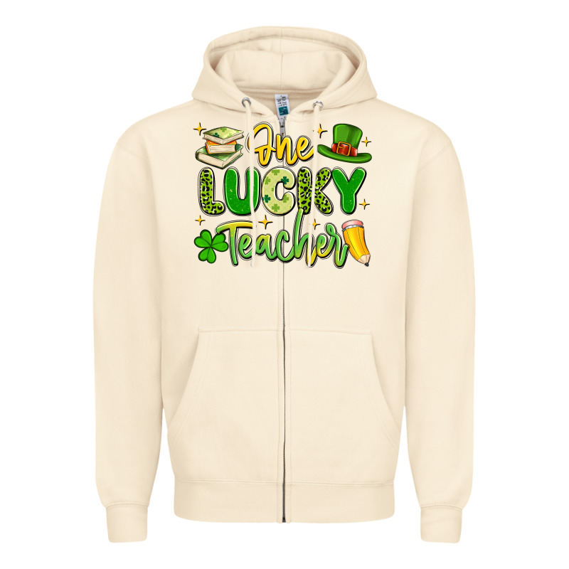 One Lucky Teacher Zipper Hoodie by Artiststas | Teevron
