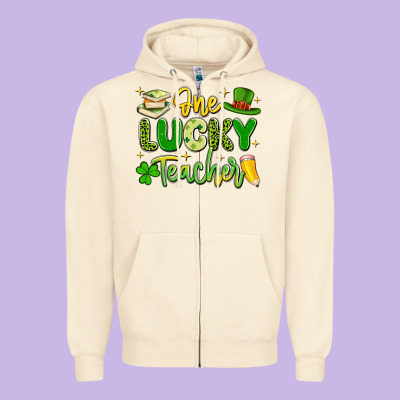 One Lucky Teacher Zipper Hoodie Designed By Artiststas