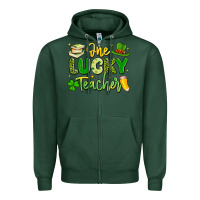 Sports Green one lucky teacher Zipper Hoodie - Artiststas