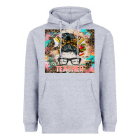 Heather Grey teacher messy bun tumbler Heavyweight Hoodie - BarkalooDesign