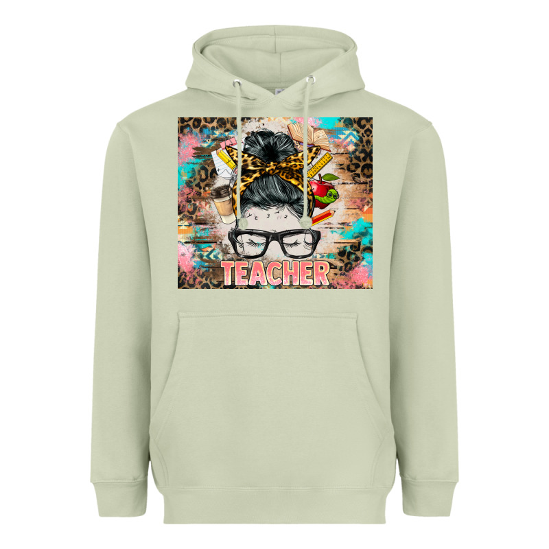 Teacher Messy Bun Tumbler Heavyweight Hoodie by BarkalooDesign | Teevron