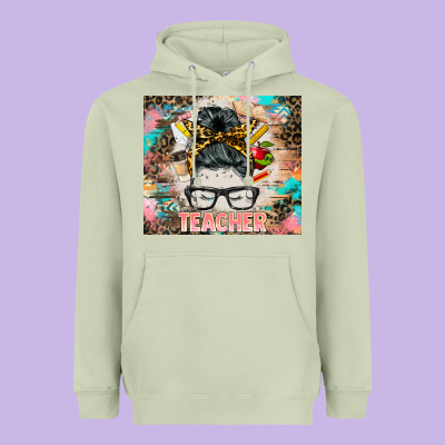 Teacher Messy Bun Tumbler Heavyweight Hoodie Designed By Barkaloodesign