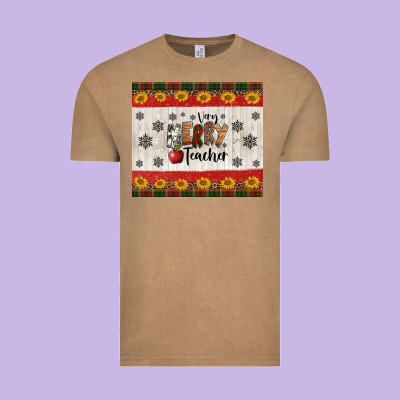 Very Merry Teacher Vintage Tee Designed By Jasminsmagicworld