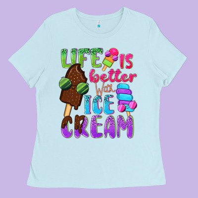 Life Is Better With Ice Cream Ladies Tee Designed By Nancycooperartshop
