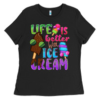 Black Life is better with ice cream Ladies Tee - NancyCooperArtShop