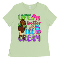 Matcha Life is better with ice cream Ladies Tee - NancyCooperArtShop