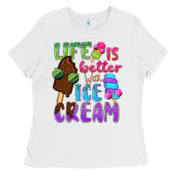 White Life is better with ice cream Ladies Tee - NancyCooperArtShop