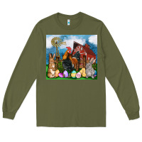 Army Green Farm animals 20oz Long Sleeve Tee - OliviaCreatesArt