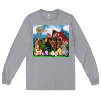Heather Grey Farm animals 20oz Long Sleeve Tee - OliviaCreatesArt