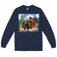 Navy Farm animals 20oz Long Sleeve Tee - OliviaCreatesArt
