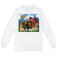 White Farm animals 20oz Long Sleeve Tee - OliviaCreatesArt