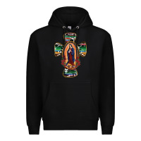 Black Our Lady Of Guadalupe Cross Premium Hoodie - RanaPortraitStore