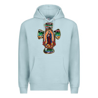 Blue Mist Our Lady Of Guadalupe Cross Premium Hoodie - RanaPortraitStore