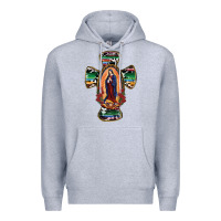 Heather Grey Our Lady Of Guadalupe Cross Premium Hoodie - RanaPortraitStore