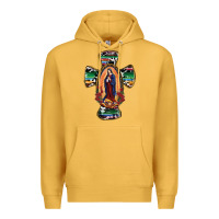 Mustard Our Lady Of Guadalupe Cross Premium Hoodie - RanaPortraitStore