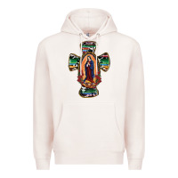 Pale Pink Our Lady Of Guadalupe Cross Premium Hoodie - RanaPortraitStore