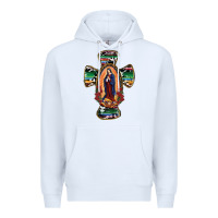 White Our Lady Of Guadalupe Cross Premium Hoodie - RanaPortraitStore