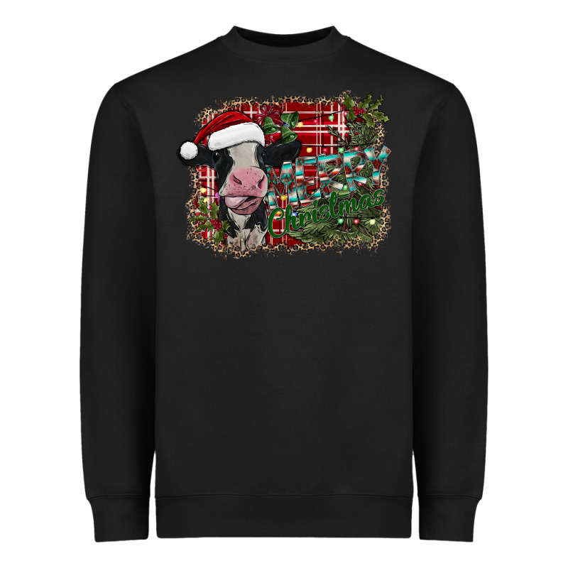 Merry Christmas Cow Heavyweight Sweatshirt by CowhideDigitalArt | Teevron
