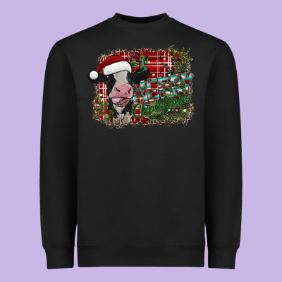Merry Christmas Cow Heavyweight Sweatshirt Designed By Cowhidedigitalart