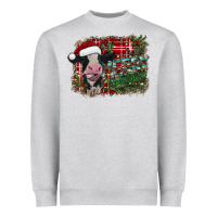 Heather Grey merry christmas cow Heavyweight Sweatshirt - CowhideDigitalArt