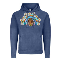 Vintage Denim Easter Bunny with carrot rainbow Easter Day Vintage Hoodie - HowdyJamesFarm