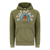 Vintage Olive Easter Bunny with carrot rainbow Easter Day Vintage Hoodie - HowdyJamesFarm