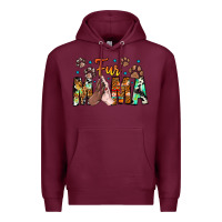 Burgundy fur mama Premium Hoodie - CowhideDigitalArt