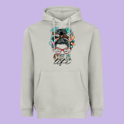 Nurse Cna Life Messy Bun Heavyweight Hoodie Designed By Barkaloodesign