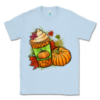 Dusty Blue Fall pumpkin coffee Classic Tee - NancyCooperArtShop
