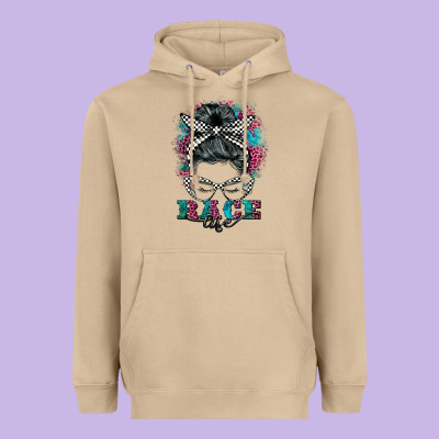 Race Life  Messy Bun Heavyweight Hoodie Designed By Barkaloodesign