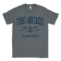 Charcoal Heather Turks And Caicos Vintage Navy Crossed Oars & Boat Anchor Classic Tee - trangStudio