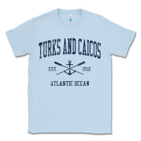 Turks And Caicos Vintage Navy Crossed Oars & Boat Anchor Classic Tee | Teevron