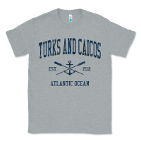 Heather Grey Turks And Caicos Vintage Navy Crossed Oars & Boat Anchor Classic Tee - trangStudio
