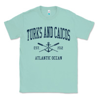 Seafoam Turks And Caicos Vintage Navy Crossed Oars & Boat Anchor Classic Tee - trangStudio