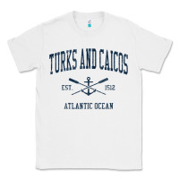 White Turks And Caicos Vintage Navy Crossed Oars & Boat Anchor Classic Tee - trangStudio