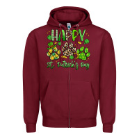 Burgundy happy st. patricks day paws Zipper Hoodie - Artiststas