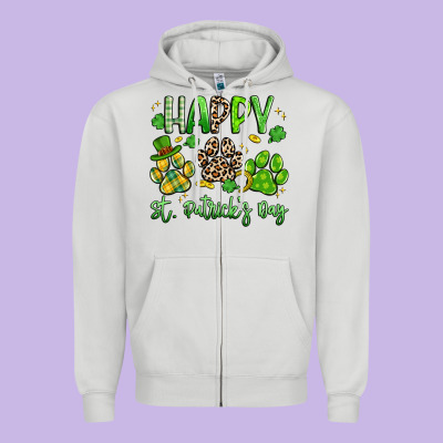 Happy St. Patricks Day Paws Zipper Hoodie Designed By Artiststas